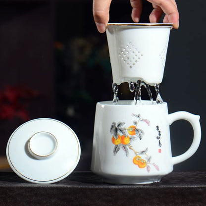 430ml Teacup Ceramic Tea Water Separating Mug Office Tea Filter Mug Tea Set