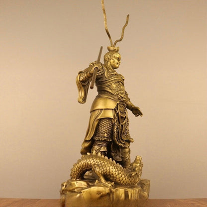 15'' Purple Bronze Gold Monkey King Dragon Sun Wukong Statue