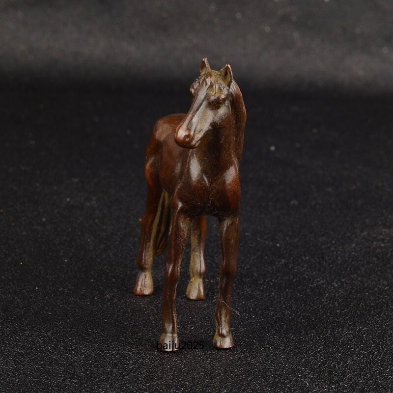 Antique Purple Copper Carving Horse sculpture Distress Crafts Metal collectible