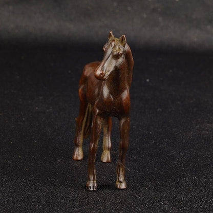 Antique Purple Copper Carving Horse sculpture Distress Crafts Metal collectible