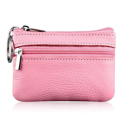 Soft Men Women Card Coin Key Holder Zip Wallet Pouch Bag Purse 10.7*7.3cm Purple