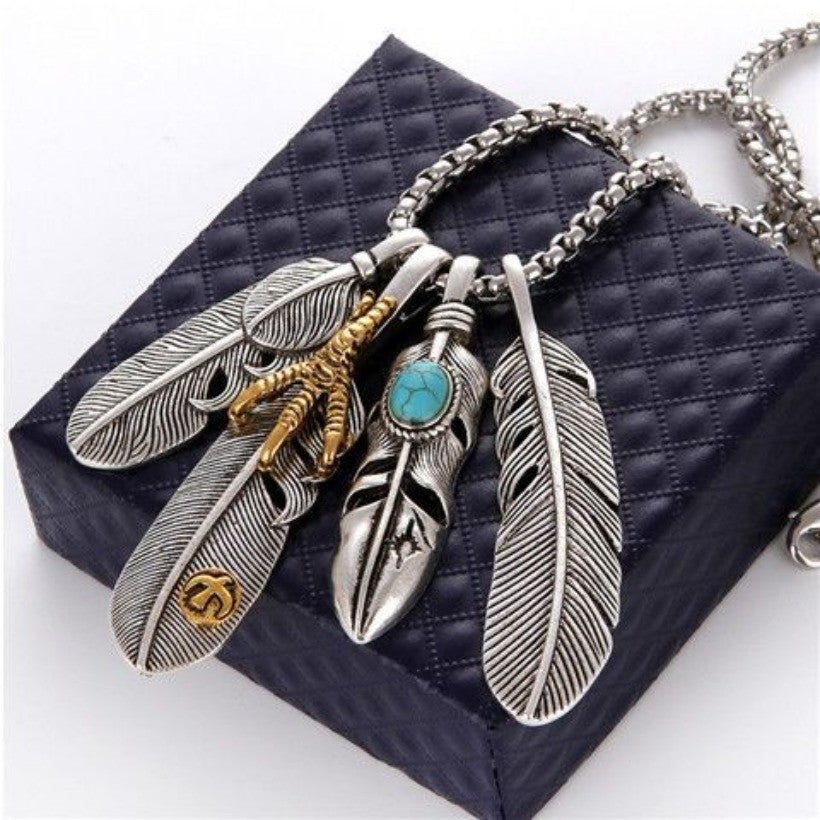 Niche Feather Necklace Hip Hop Ethnic Retro Style Unisex Jewelry