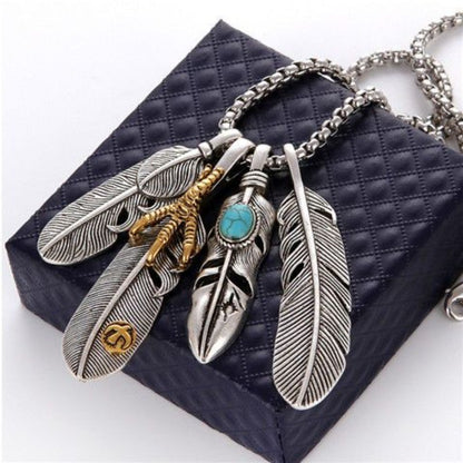 Niche Feather Necklace Hip Hop Ethnic Retro Style Unisex Jewelry