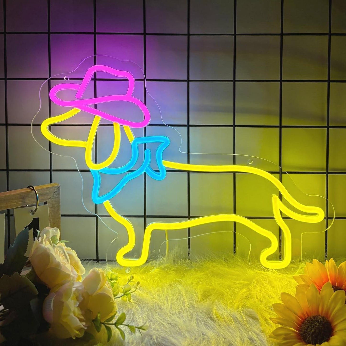 Dachshund Neon Sign Dog LED Sign for Wall Decor, Cute Cowboy Dog Led Light Sign