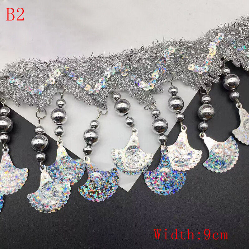 Sequin Bead Tassel Lacetrimming for Sewing Performance Dance Clothing CurtainDIY