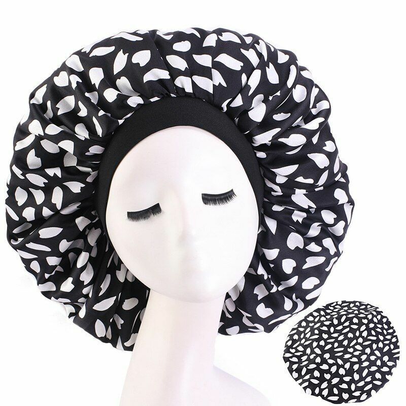 Sleep Night Cap Big Size Beauty Satin Silky Bonnet Head Cover Hat Curly Springy