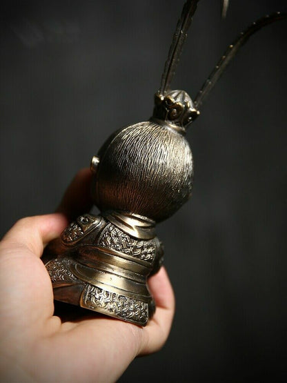 Brass Monkey King Sun Wukong Buddha Statue Folk Sculpture Zen Feng Shui Decor