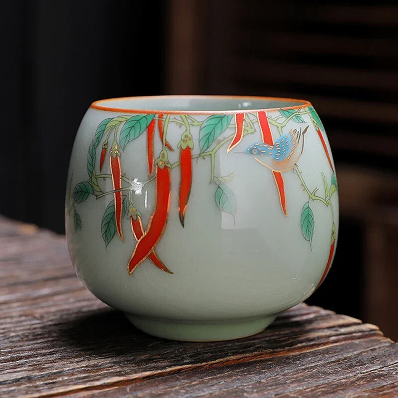 1pc Tea Accessories Kiln Restoring Ancient Ways Celadon Teacup Porcelain Chinese