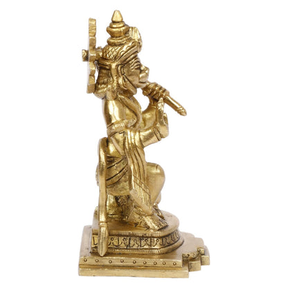 Brass Hindu God Lord Hanuman Sitting in Blessing Posture Figurine Sculpture Idol