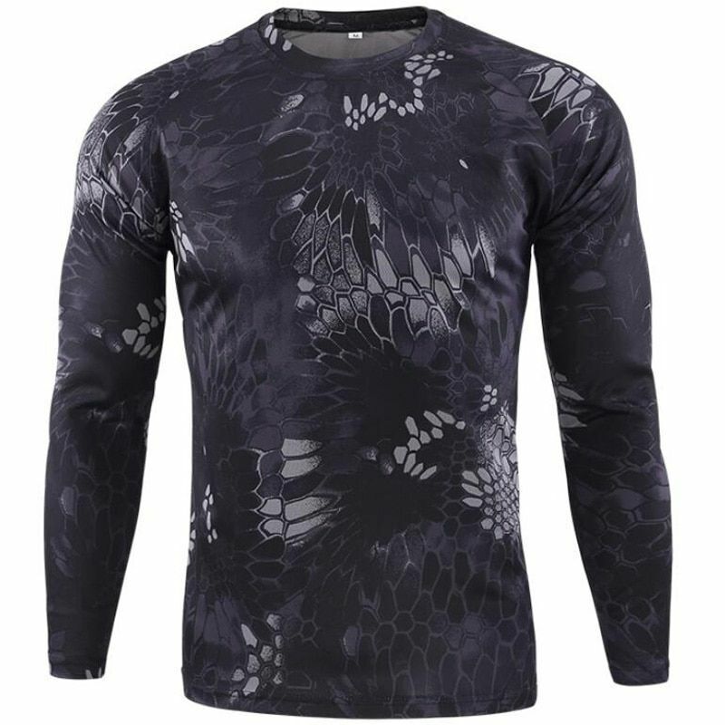 Camouflage T-shirt Outdoor Hiking Camping Military Tactical Long Sleeve Top M-XL