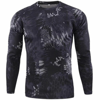 Camouflage T-shirt Outdoor Hiking Camping Military Tactical Long Sleeve Top M-XL