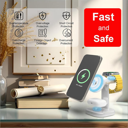 3 in 1 Wireless Charging Station for Magsafe Charger Stand,Magnetic Phone Charge