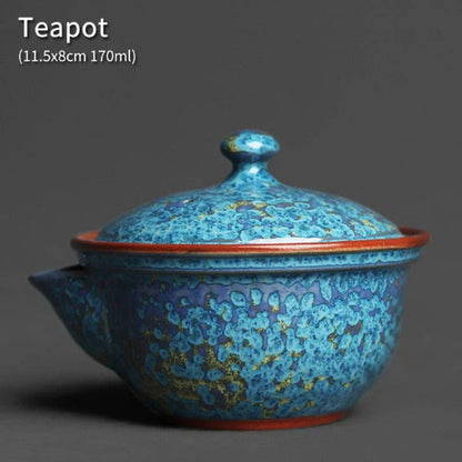 Ceramic Gaiwan Teapot Blue Chinese Tea Bowl with Lid Tea Makers 170ml