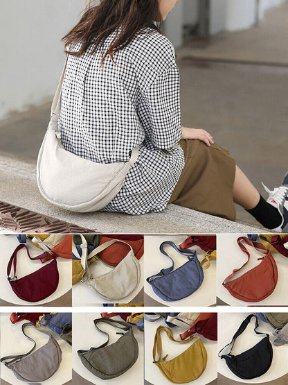 Dumpling Bag Messenger Bag Cloth Handbag Shoulder Bag Cloth Bag Vintage Simple ⌒