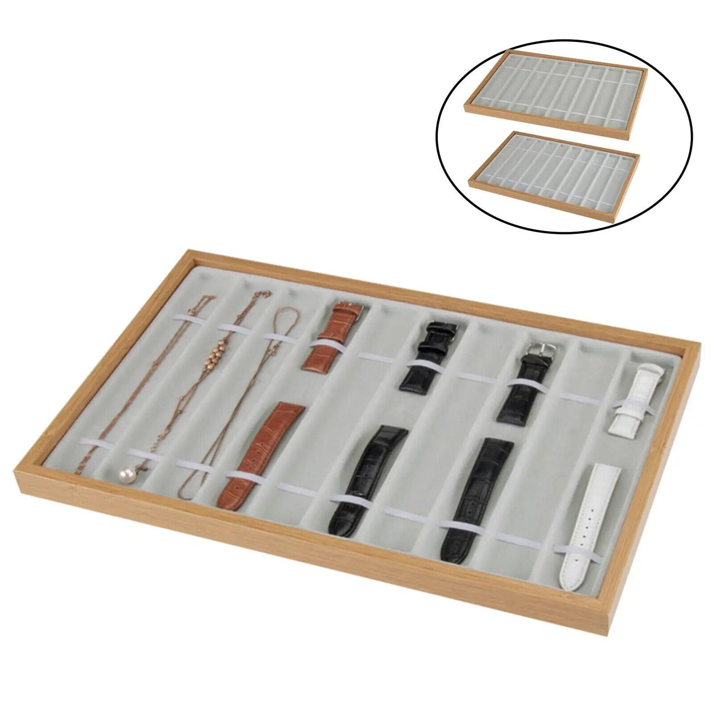 Watches Display Box 8-10 Grids Wood Portable Holder Organizer Strap Storage Case