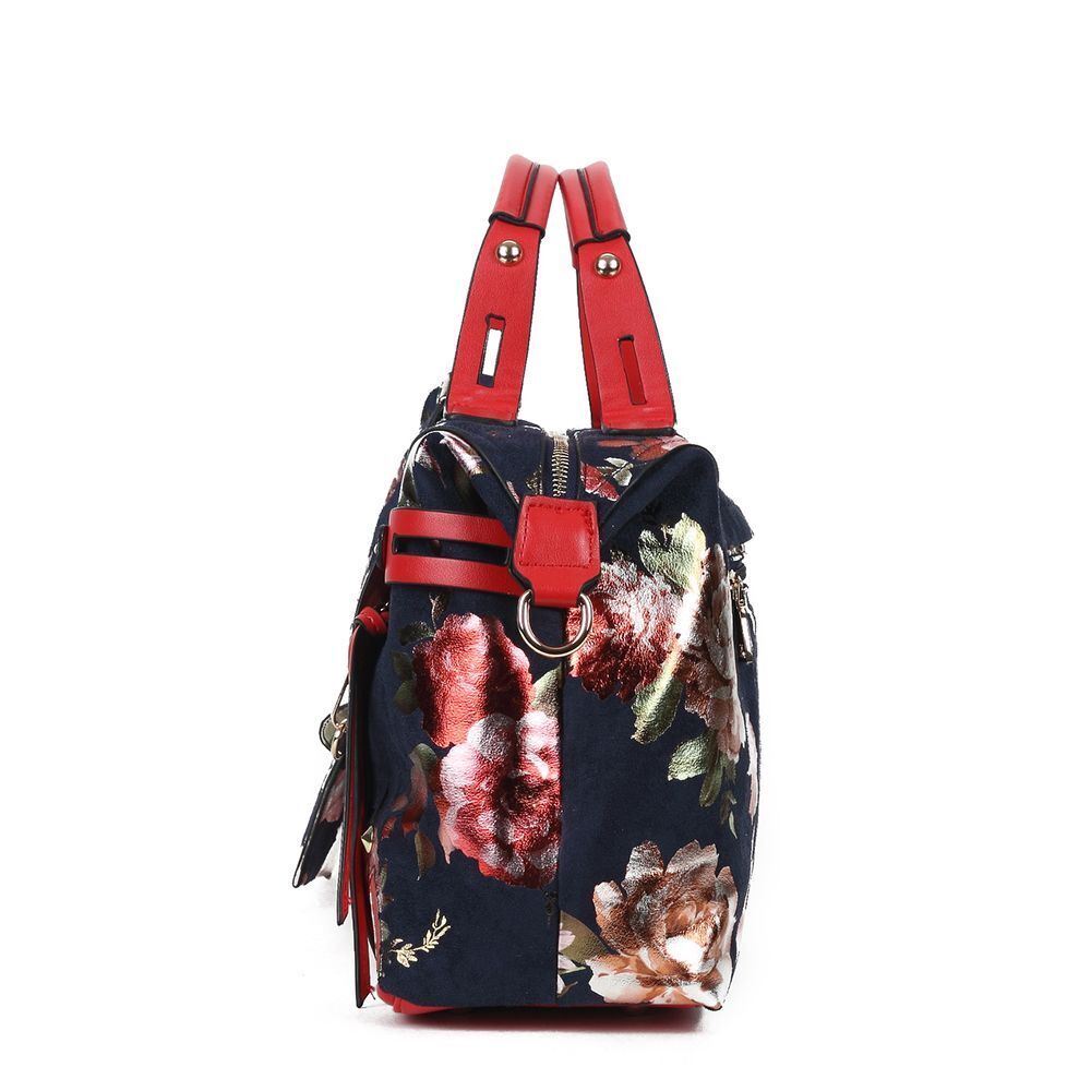 Floral Print Tote Handbag Elegant Colorful Purse Synthetic Leather Bags 35*13*29