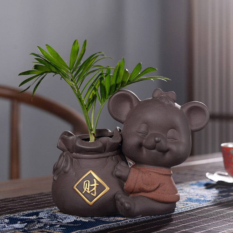 Table Decoration Creative Tea Pet Yixing Zisha Purple Clay Pen Holder Small Vase
