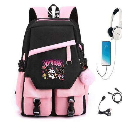 Kuromi Fashion Backpack Shoulder Bags School Students Bags Cinnamoroll Backpacks