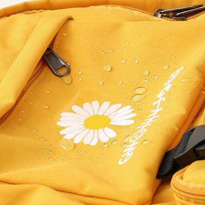 Black Backpack School Bags Oxford Waterproof School Purses Flowers Transparent
