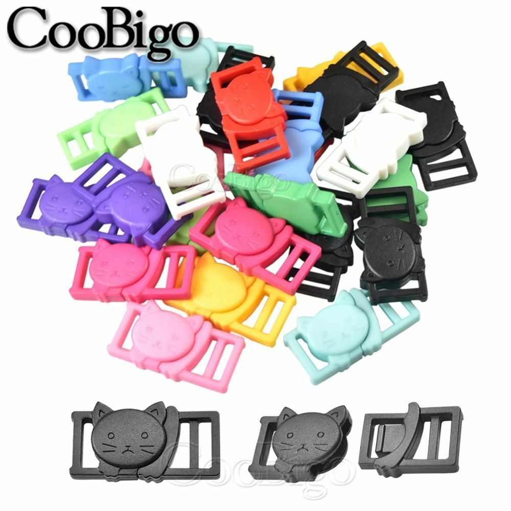 Cat Head Plastic Side Release Buckle Clips Outdoor Backpack Pet Collar 12pcs