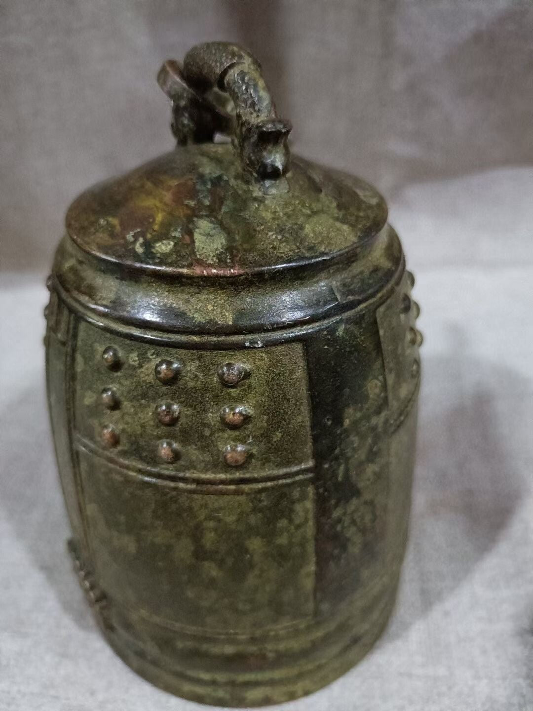 China Bronze Buddhism Temple Bell Chung Chimes Clock Statue