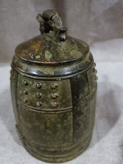 China Bronze Buddhism Temple Bell Chung Chimes Clock Statue
