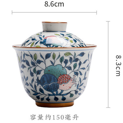 150ml Retro Kung Fu Tea Set Tea Bowl Home Tea Cup Ceramic Hand Painted Gaiwan
