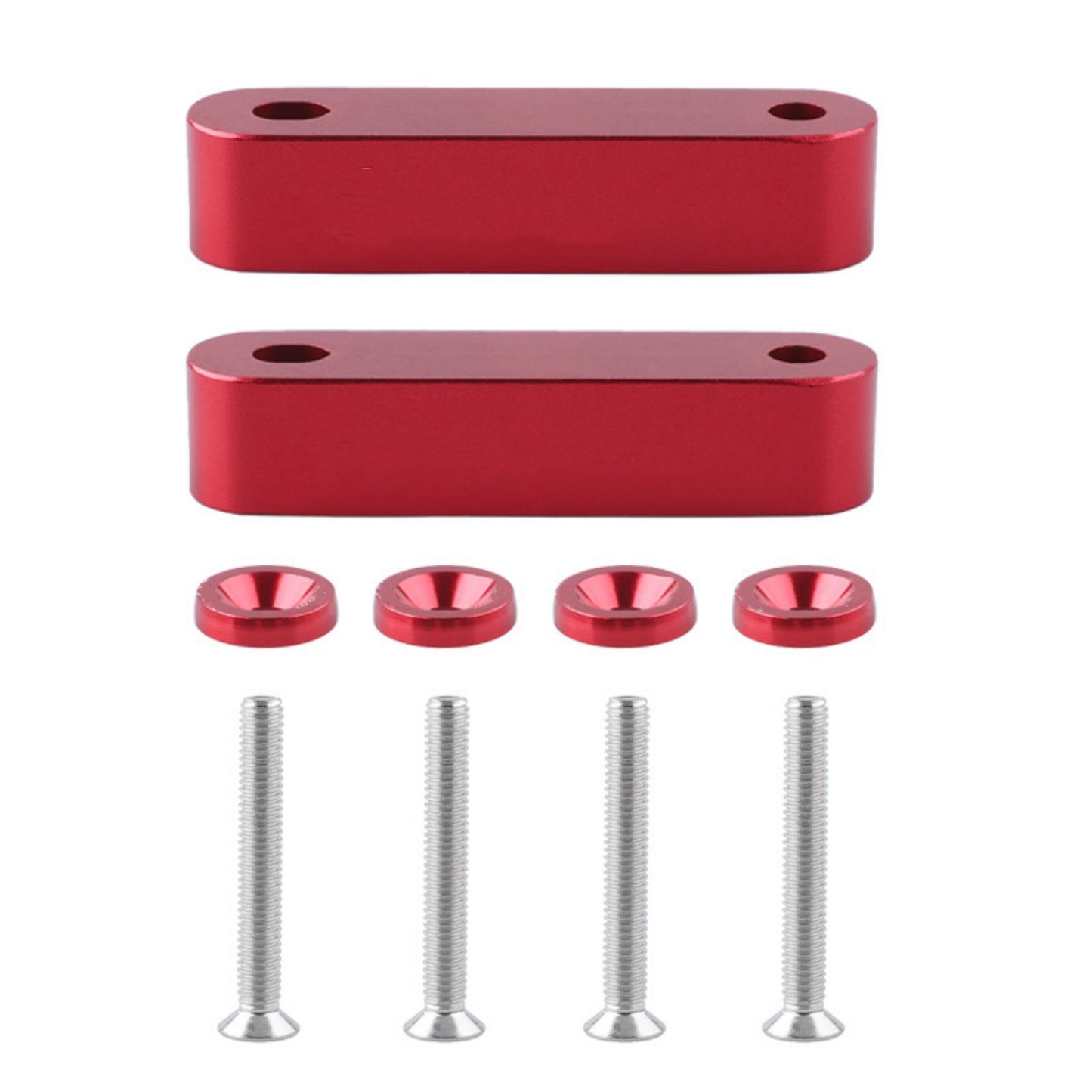 Red Durable Billet Aluminum Hood Spacer Risers Parts For Honda Civic 1988-2000
