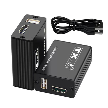 30M Black Aluminum USB KVM HDMI Extender RJ45 Cat6 Ethernet Network Cable