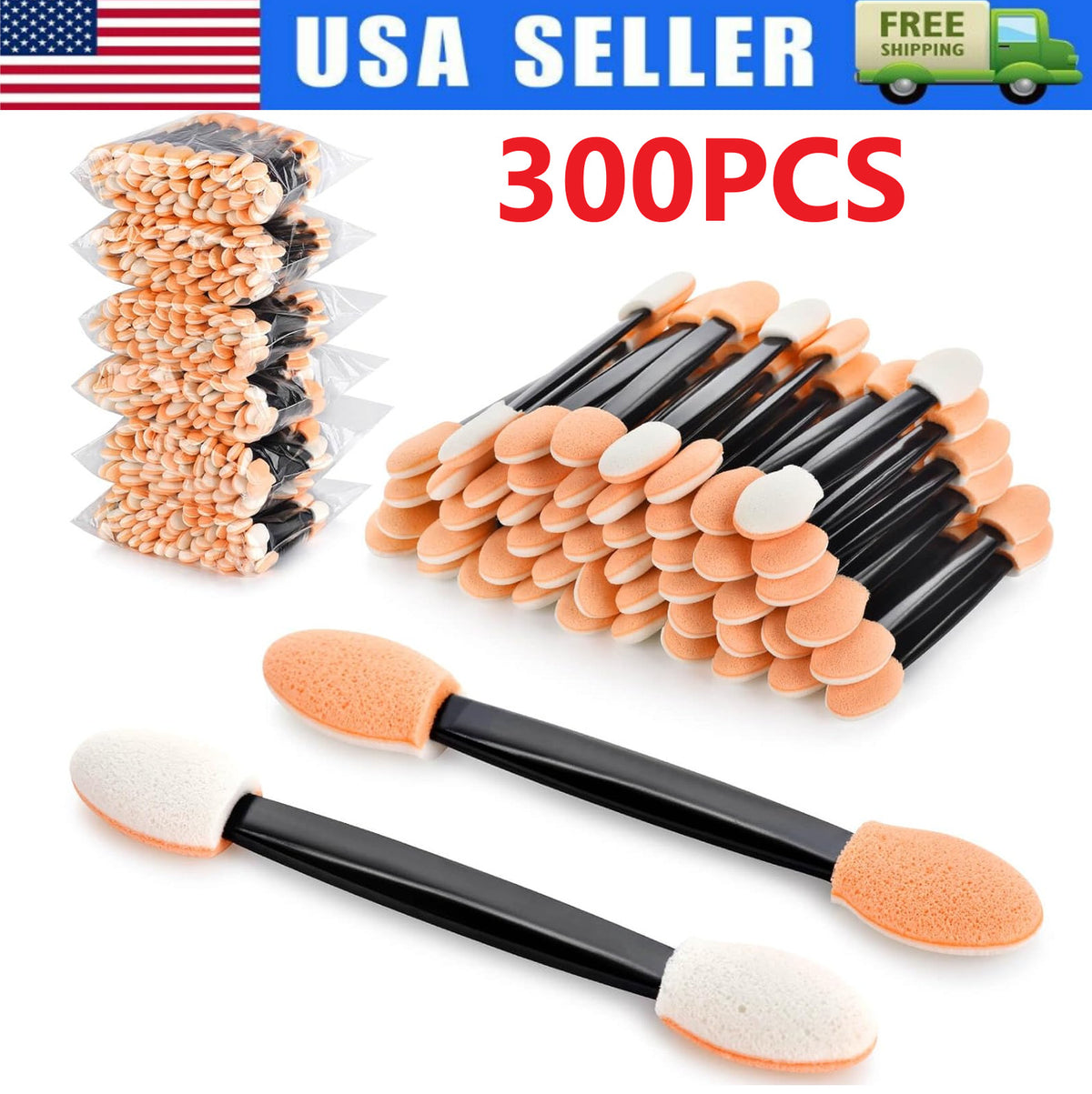 300Pcs Disposable Eyeshadow Brush, Double Ended Sponge Eye Shadow Applicator