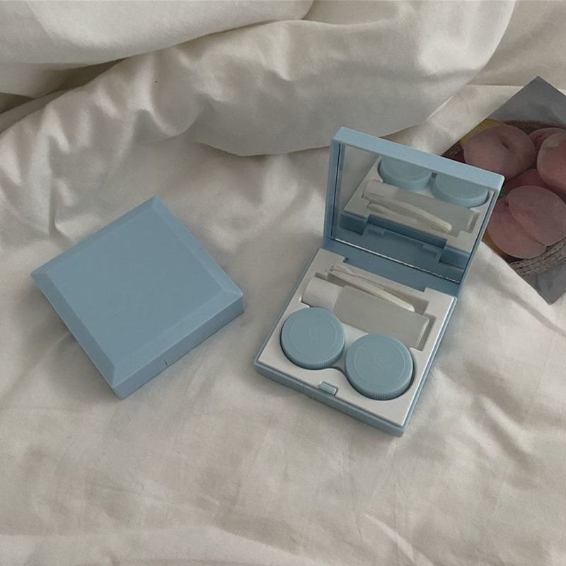 Contact Lens Cases Plastic Elegant DIY Travel Container Double Box 6.3x6.3x2.3cm