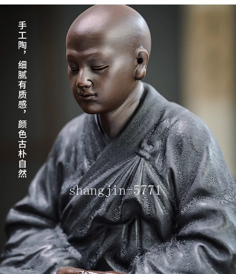 Porcelain Seating Meditation Monk Statue Buddhism Zen Figure Temple Home Decor