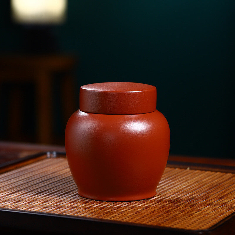 Real Yixing Zisha Zhu Clay Tea Canister Small Size For Loose Tea Jar With Lid