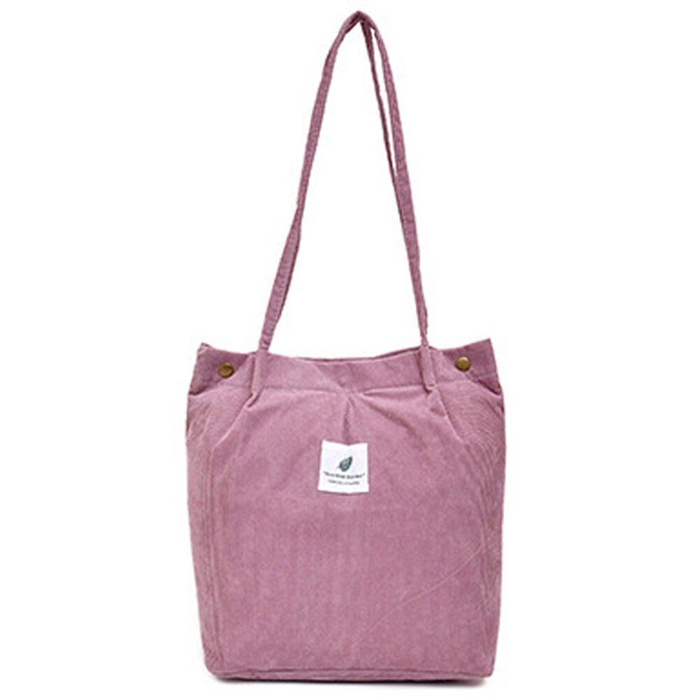 Women Corduroy Shoulder Bag Reusable Shopping Bag Casual Tote Handbag 28*11*32CM