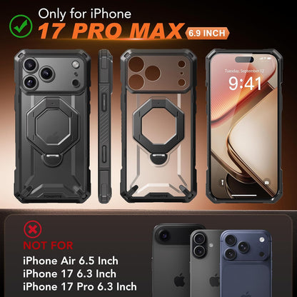 for Iphone 17 Pro Max Case with 360° Spin Magnetic Stand, [Compatible with Magsa