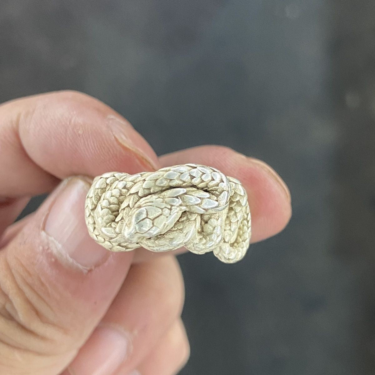 Vintage Chinese Antique Collection Snake Zodiac Adjustable Ring Nostalgic Gift