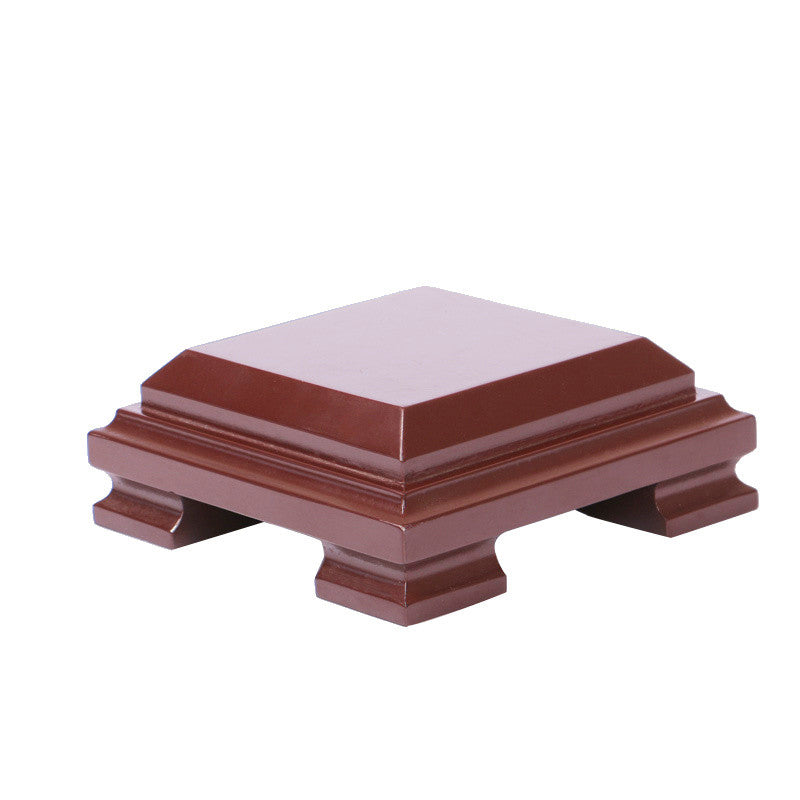 Square Wood Carving Base Display Stand for Vase Mineral Statue Flowerpot