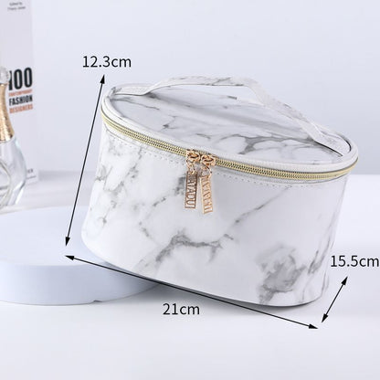 Marble Pattern Cosmetic Bag Toiletries Storage Handbag Waterproof Makeup Cases