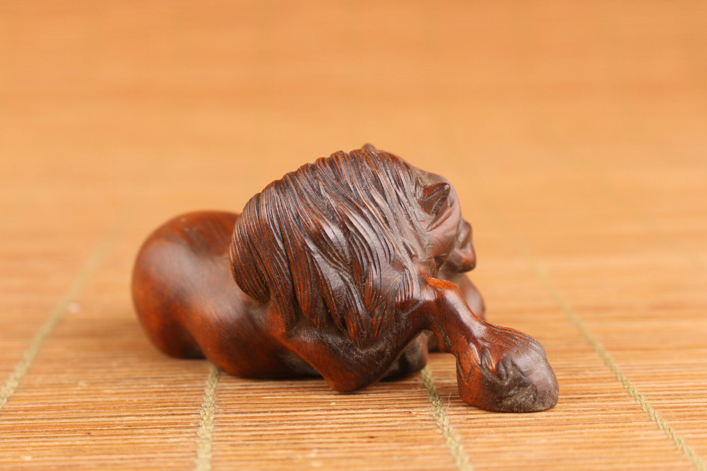 Fortune Japanese boxwood hand carved horse statue netsuke collectable home deco