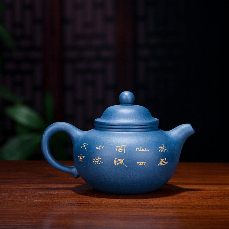 China Yixing Zisha Pottery Celeste Clay Handmade 250cc Lotus Teapot