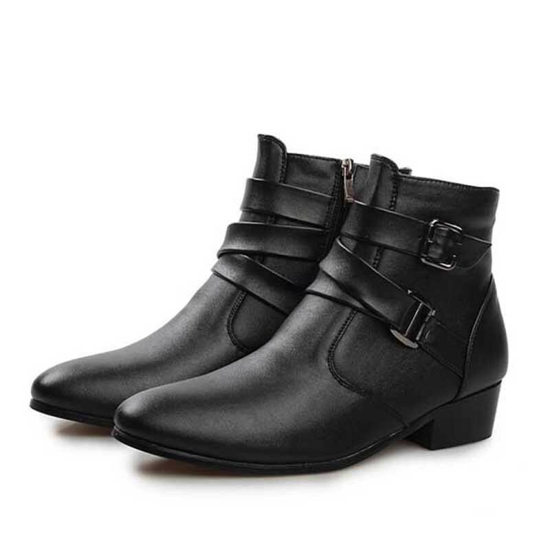 Men's Low Heeled Boots Punk Motorcycle Ankle Shoes Zipper Up Oxfords Classic NEW