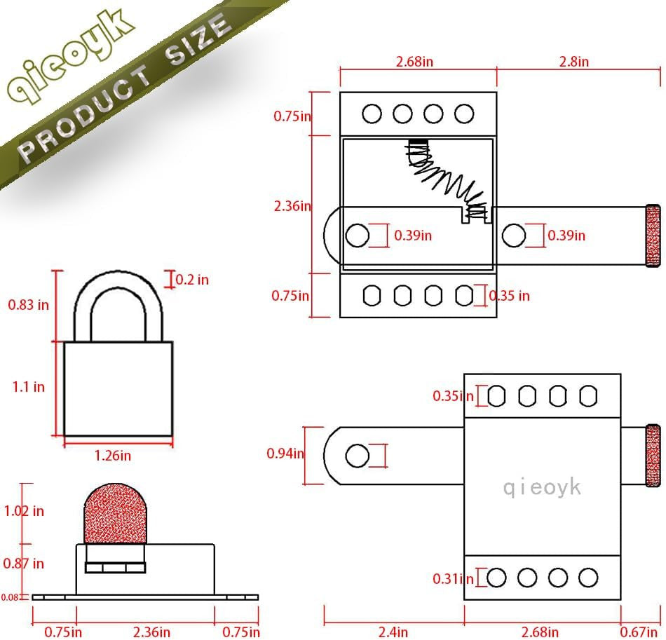 2 Pack Garage Door Locks with Self Tapping Screws inside Deadlock for Most Garag