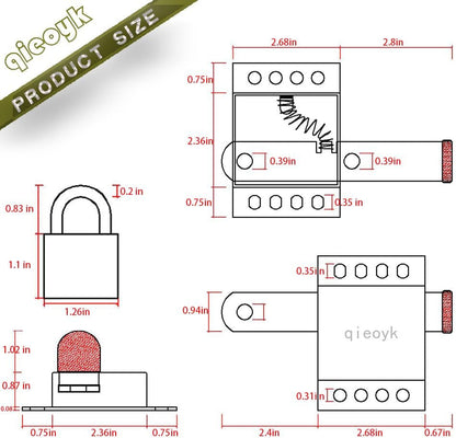 2 Pack Garage Door Locks with Self Tapping Screws inside Deadlock for Most Garag