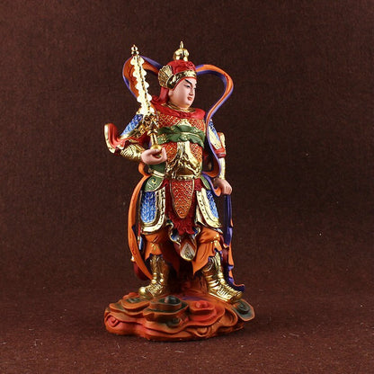 10.2"in Small Resin Buddha Statues Seiko Painting Weituo Bodhisattva Kalan