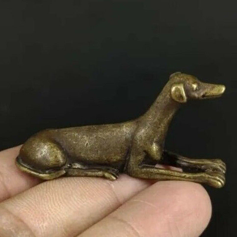 5cm Brass Dog Statue Puppy Ornaments Crafts Tea Pet Home Decor Animal Figurine