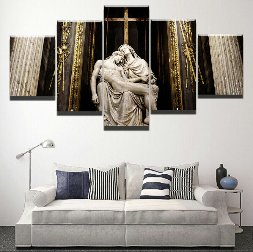 Jesus and mother Mary Religion Canvas Prints Painting Wall Art Home Decor 5PCS