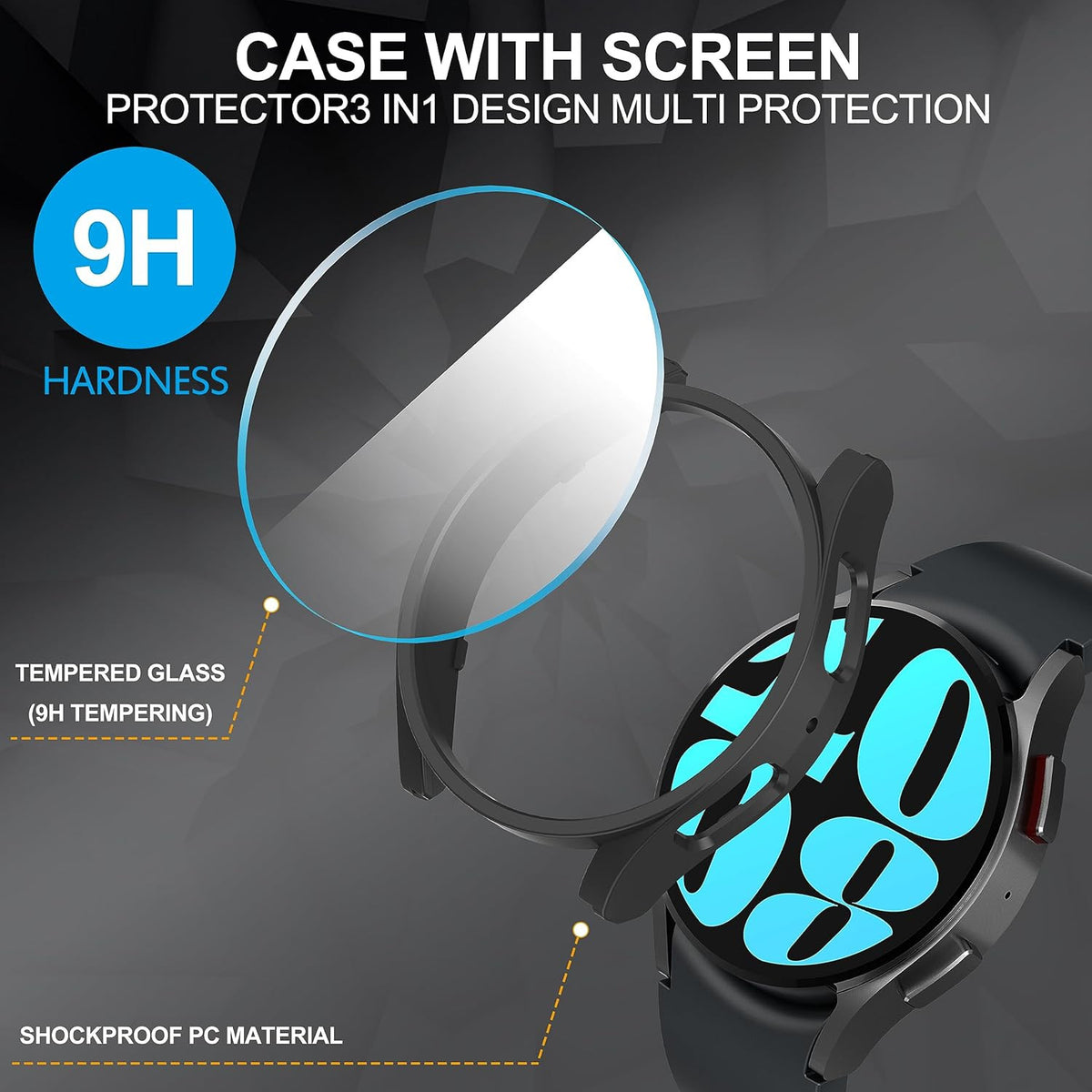 4X Samsung Galaxy Watch 4 5 6 7 40/44 Tempered Glass Protector Screen Case Cover