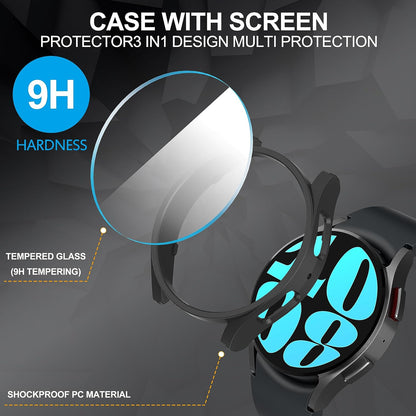 4X Samsung Galaxy Watch 4 5 6 7 40/44 Tempered Glass Protector Screen Case Cover