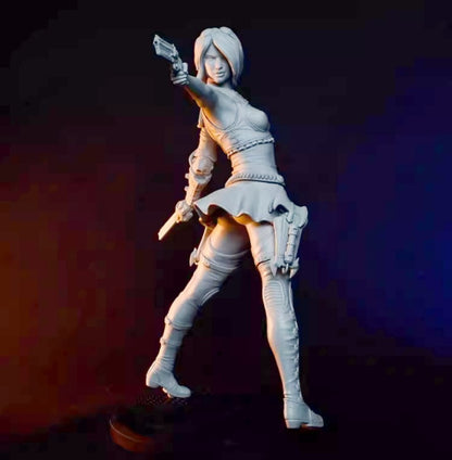 1/24 resin figure model 3D printing of double armed female warrior unassembled