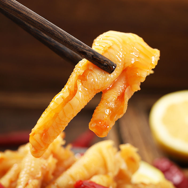 Hot and sour boneless chicken feet 500g lemon chicken feet casual snack snack